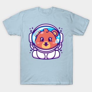 Cute baby bear wearing an astronaut helmet, cartoon character T-Shirt